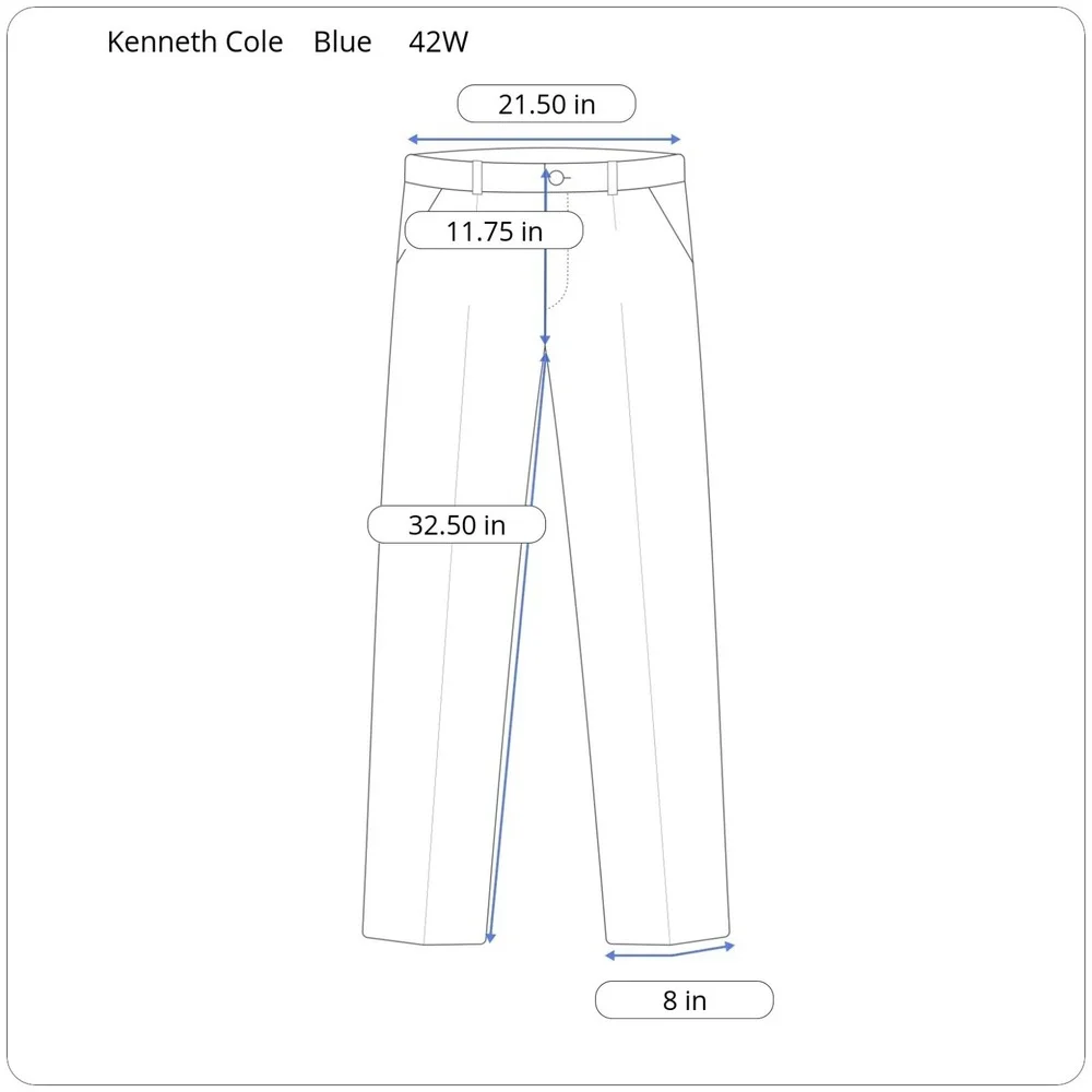 New Kenneth Cole Techni-Cole Men's 42 x 33 Navy Blue Micro‎ Check Suit Pants